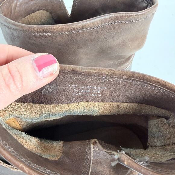 Frye Veronica Ankle Boots Women's 8 Brown Leather Pull-On Round Toe Buckle - Picture 10 of 10